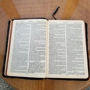 Antique KJV Oxford Holy Bible Leather Bound Silk Sewn Handheld Inscribed 1920